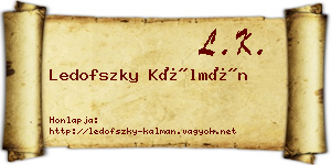 Ledofszky Kálmán névjegykártya
